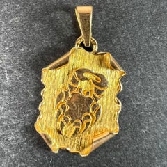 Vintage French Cancer Scroll  Zodiac 18K Yellow Gold Charm Pendant