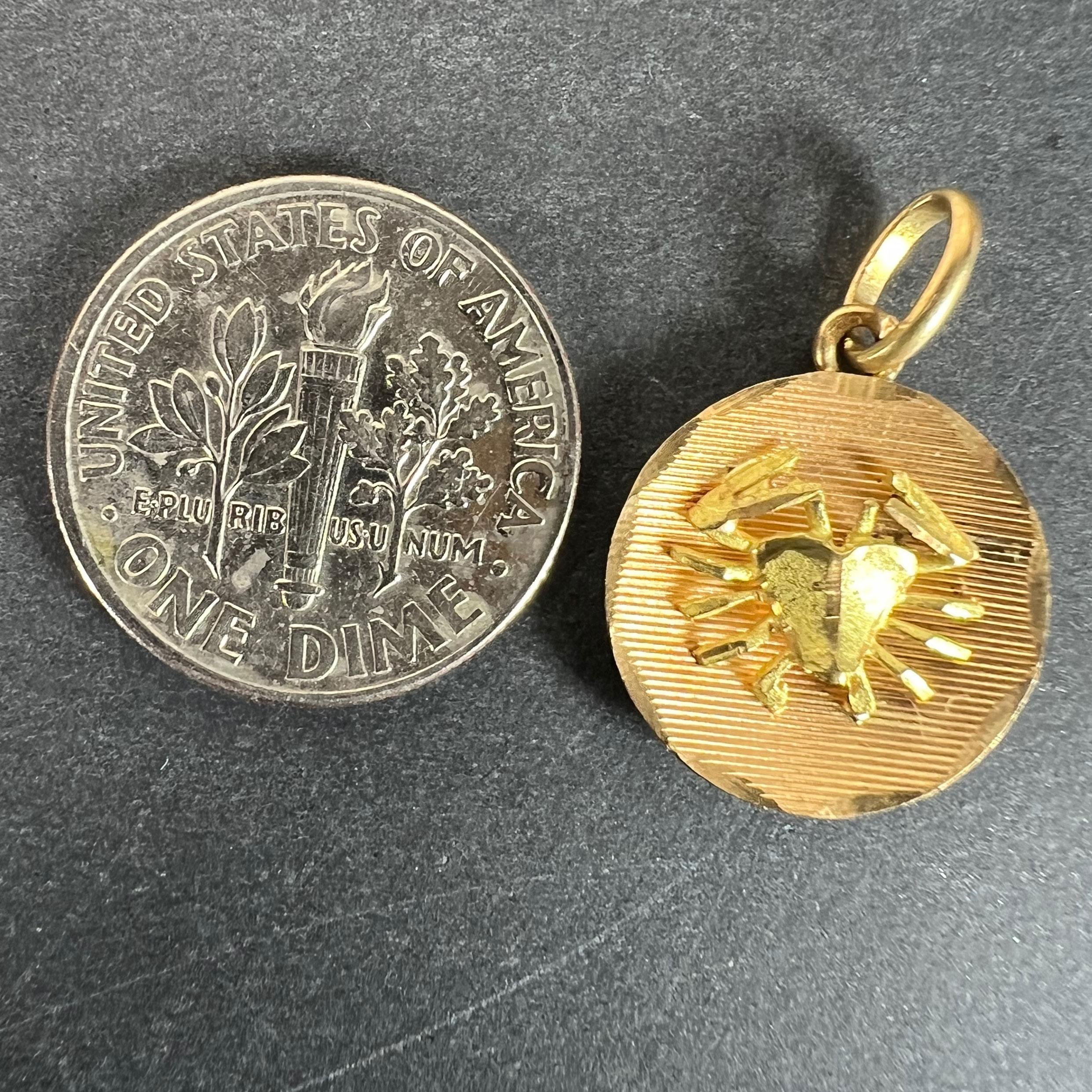 Ciondolo francese d'epoca dello Zodiaco del Cancro, in oro giallo 18 carati, con medaglia di charme in vendita 6