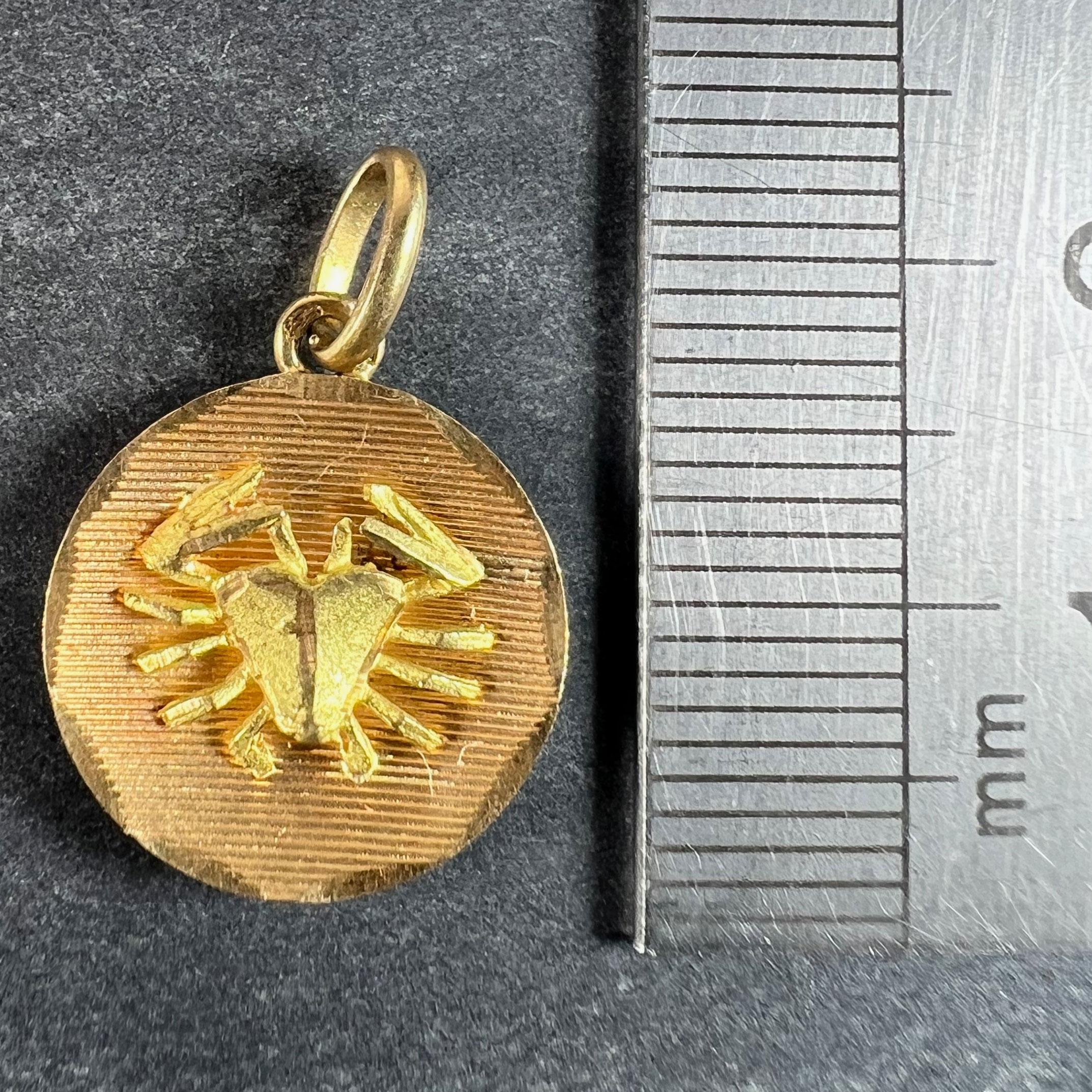 Ciondolo francese d'epoca dello Zodiaco del Cancro, in oro giallo 18 carati, con medaglia di charme in vendita 5