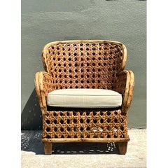 Vintage French Cane Lounge Chair