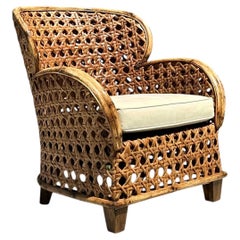 Vintage French Cane Lounge Chair