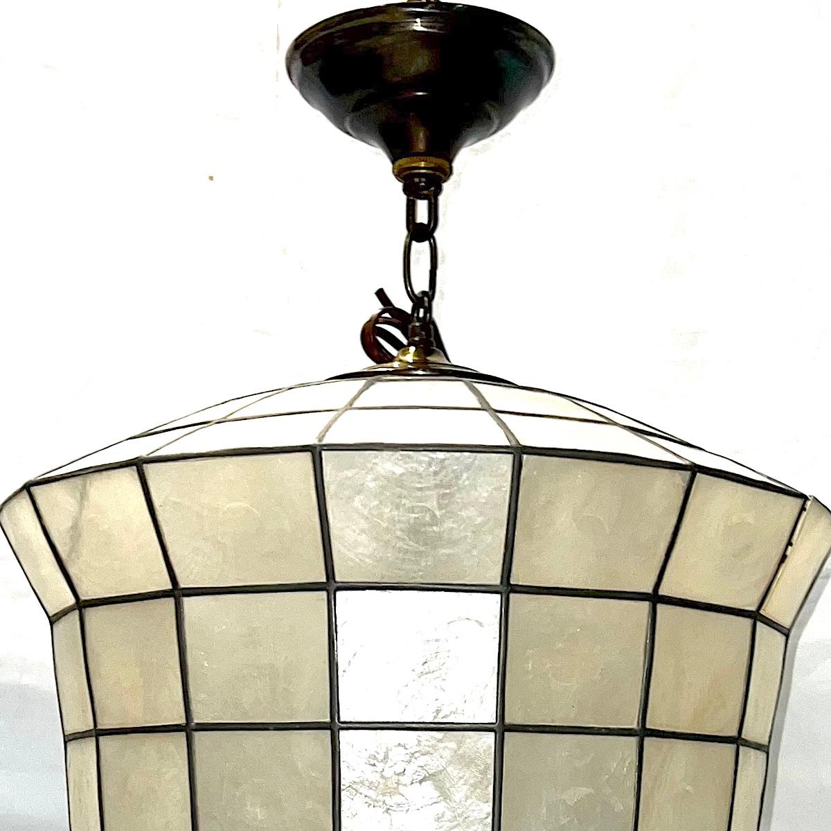 Vintage French Capiz Lantern In Good Condition For Sale In New York, NY