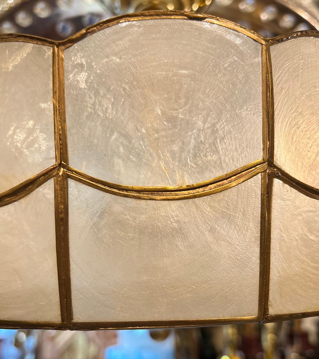 Mid-20th Century Vintage French Capiz Light Fixture For Sale