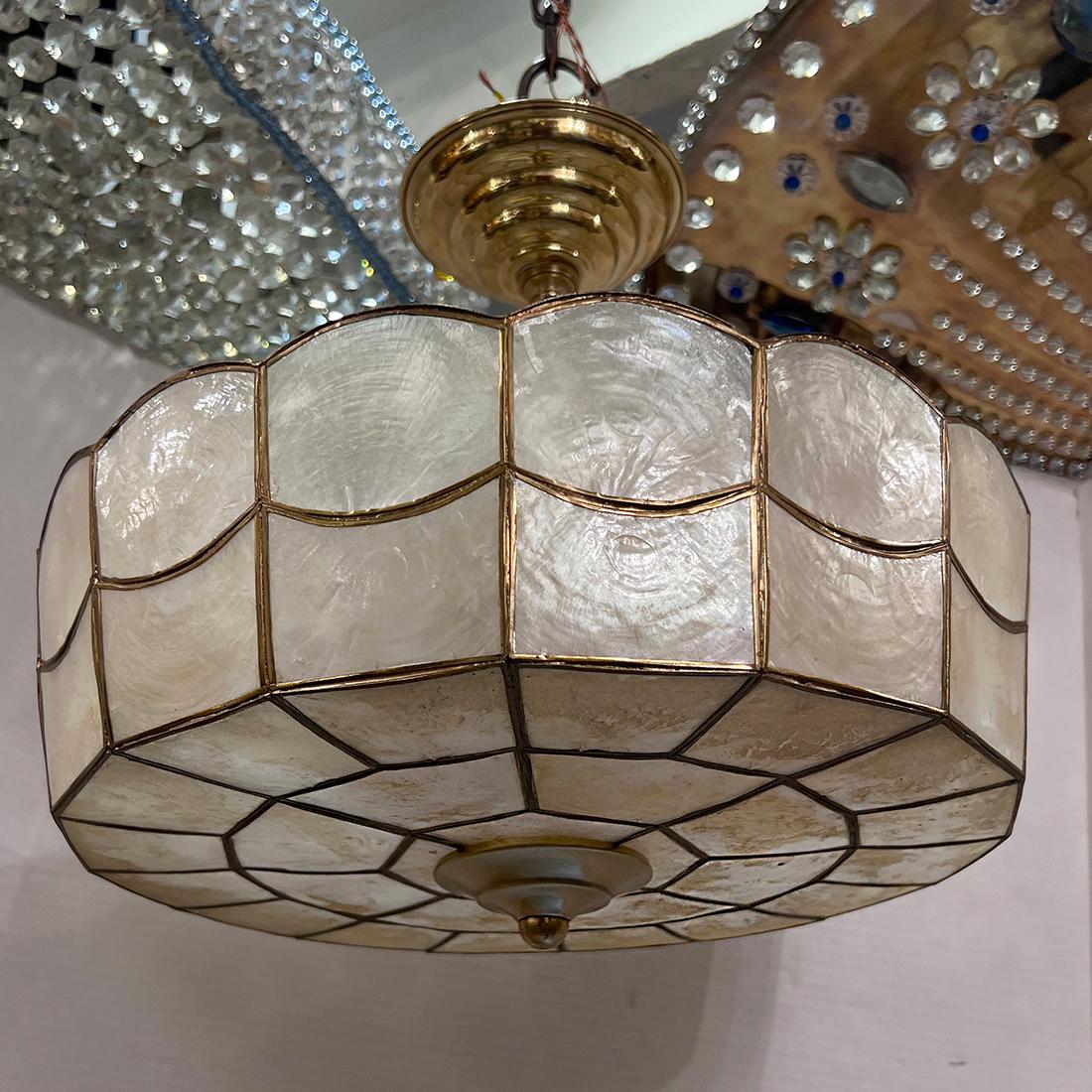 Vintage French Capiz Light Fixture For Sale 2