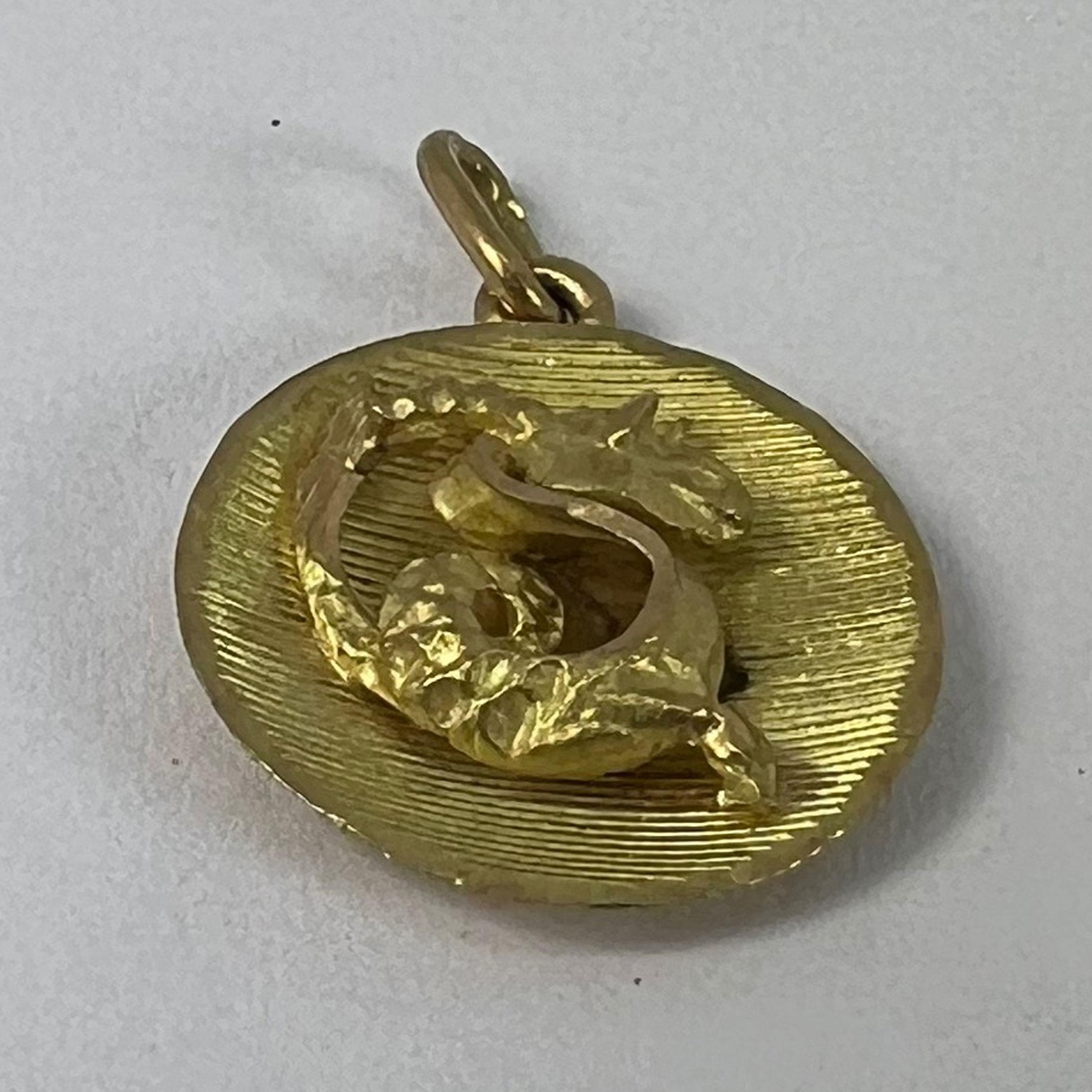 Pendentif médaille en or jaune 18 carats Capricorne signe astrologique du Zodiac en vente 9