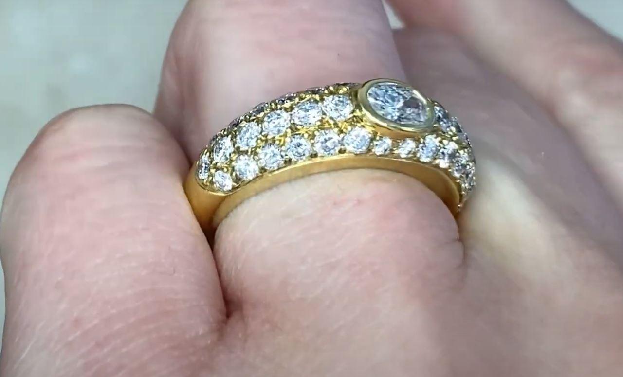 Vintage French Cartier 0.50ct Oval Cut Diamond Engagement Ring, 18k Yellow Gold In Excellent Condition In New York, NY