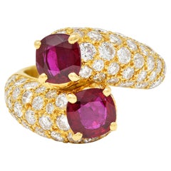 Vintage Französisch Cartier 4,90 Karat Rubin Pavè Diamant 18 Karat Gelbgold Ring