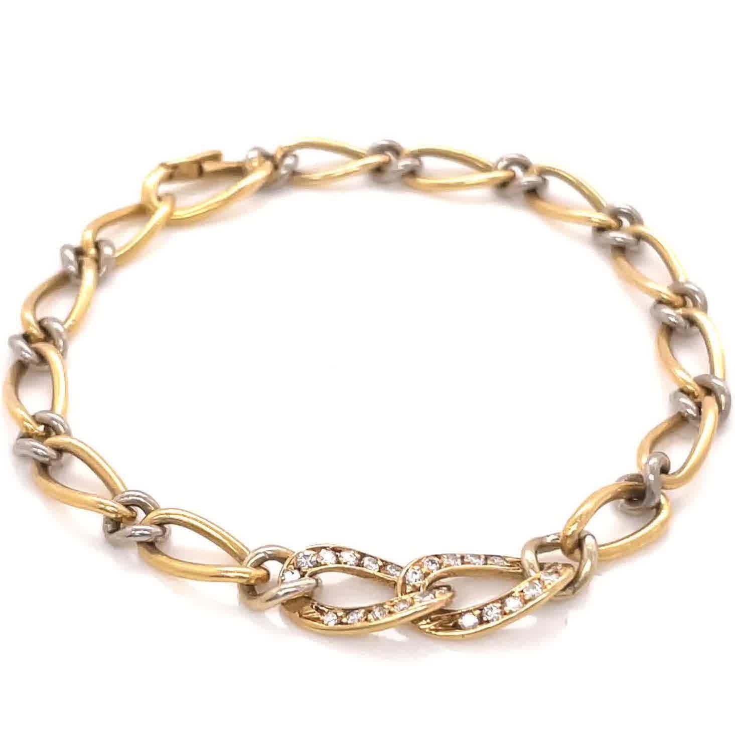You'll find that everything about this Vintage Cartier Diamond 18k Gold Chain Link Bracelet is perfect. It's vintage, timeless & classic, wonderful for everyday wear, and would be an amazing gift for a loved one or yourself. The bracelet is accented