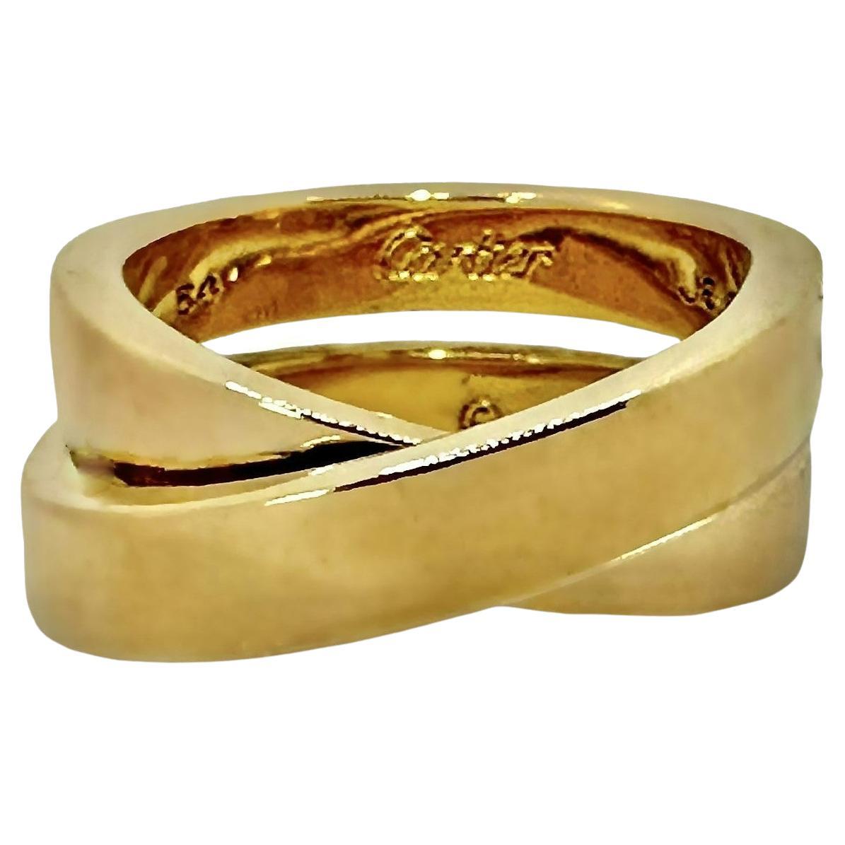 Vintage French Cartier Nouvelle Vague High  Polish 18k Yellow Gold Ring For Sale