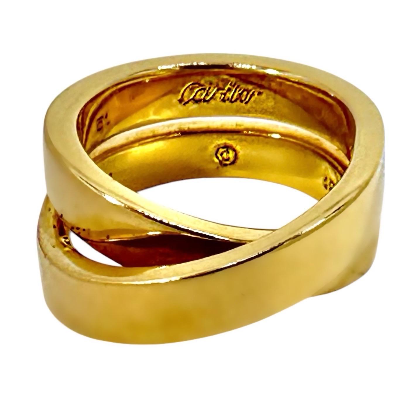 Anello d'epoca francese Cartier Nouvelle Vague in oro giallo 18 carati ad alta lucentezza