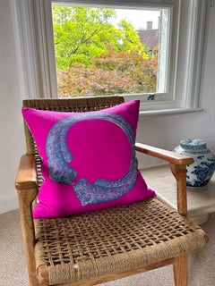 Vintage French Cartier Panther Bracelet Silk Scarf Pink Irish Linen Pillow