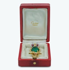 Vintage French Cartier Paris Owl With 5ctw Columbian Emerald in 18 Karat Gold