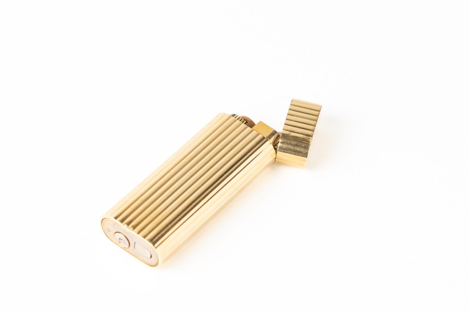 Vintage French Cartier Stripe Gold Plated Lighter  7