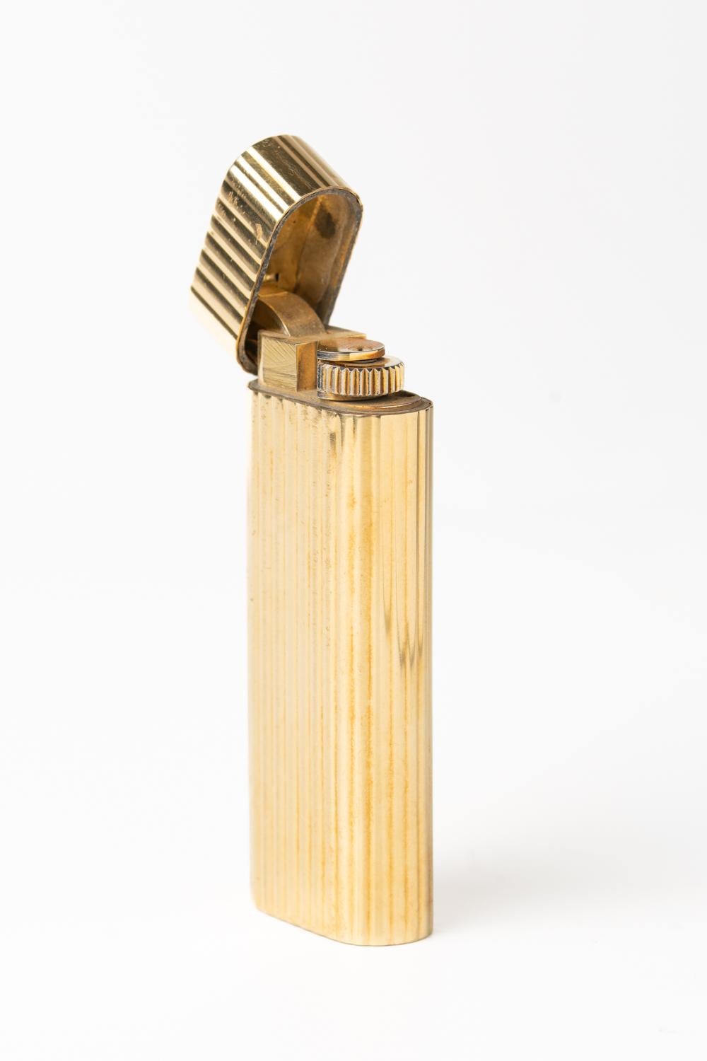 Vintage French Cartier Stripe Gold Plated Lighter 1