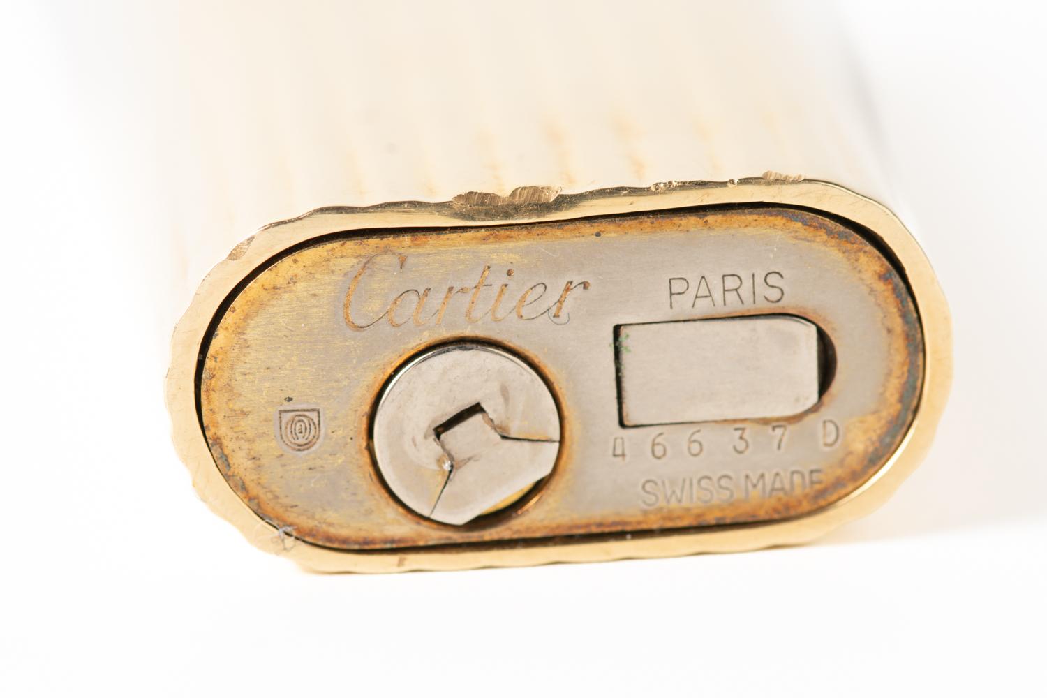 Vintage French Cartier Stripe Gold Plated Lighter  3