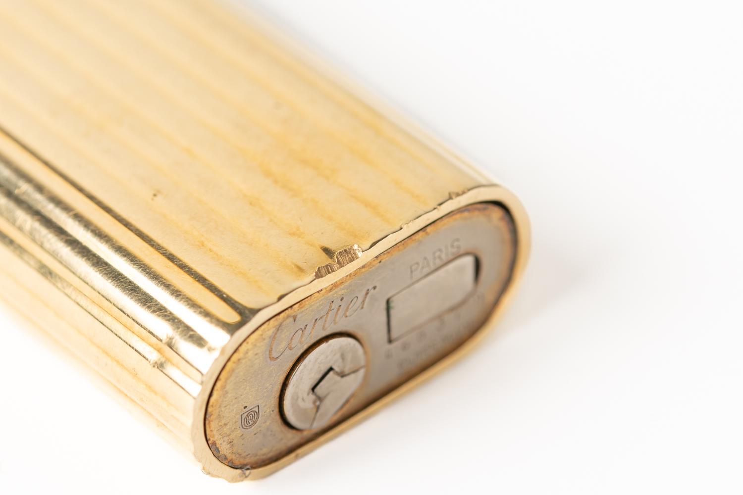 Vintage French Cartier Stripe Gold Plated Lighter  5