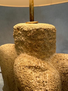 Vintage French Carved Limestone Table Lamp