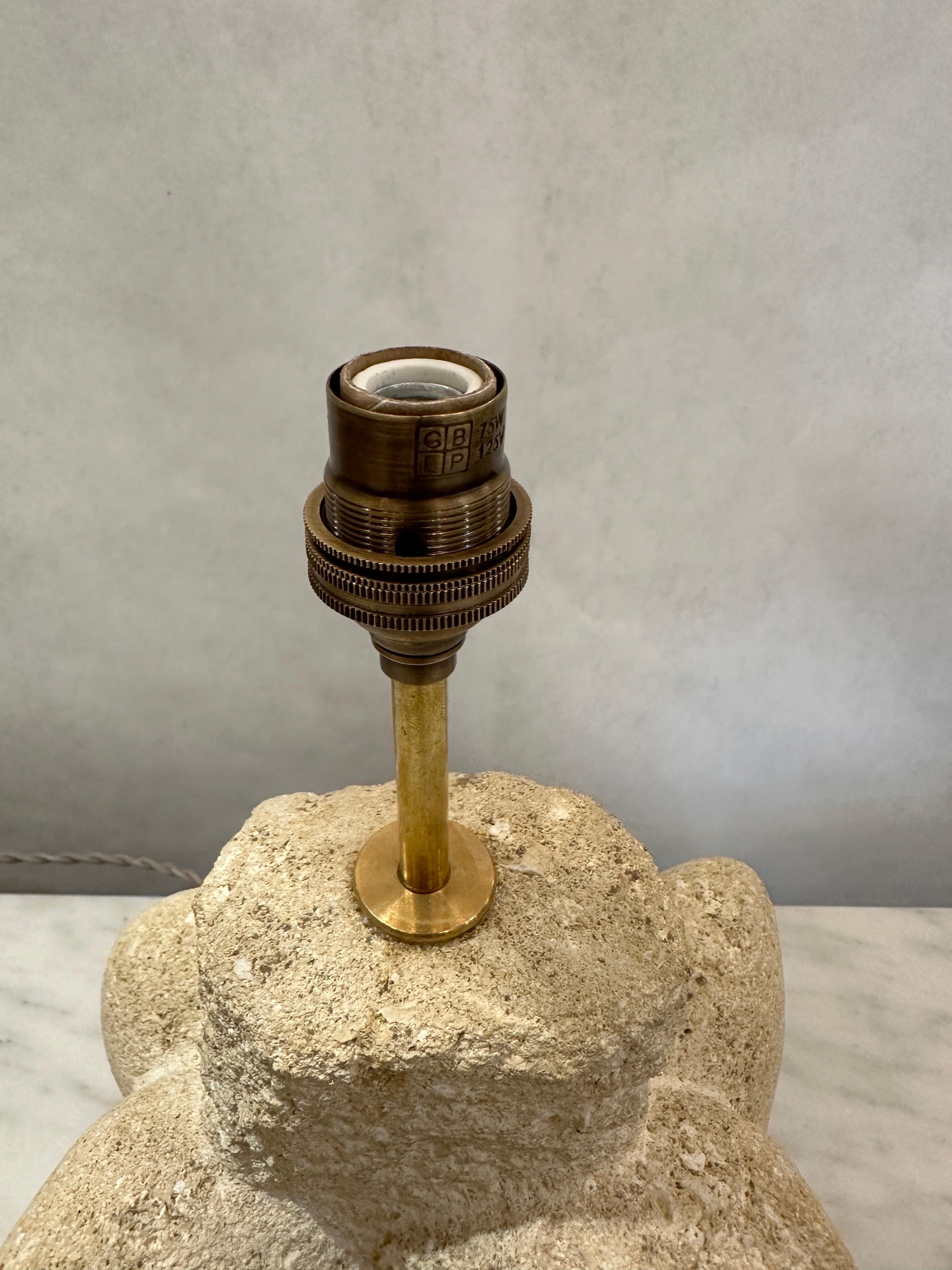 Mid-Century Modern Vintage French Carved Limestone Table Lamp For Sale