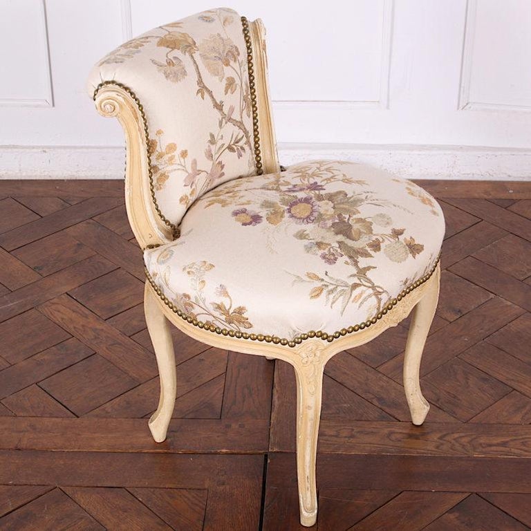 Vintage French Carved Louis XV Style Bedroom Chair at 1stDibs