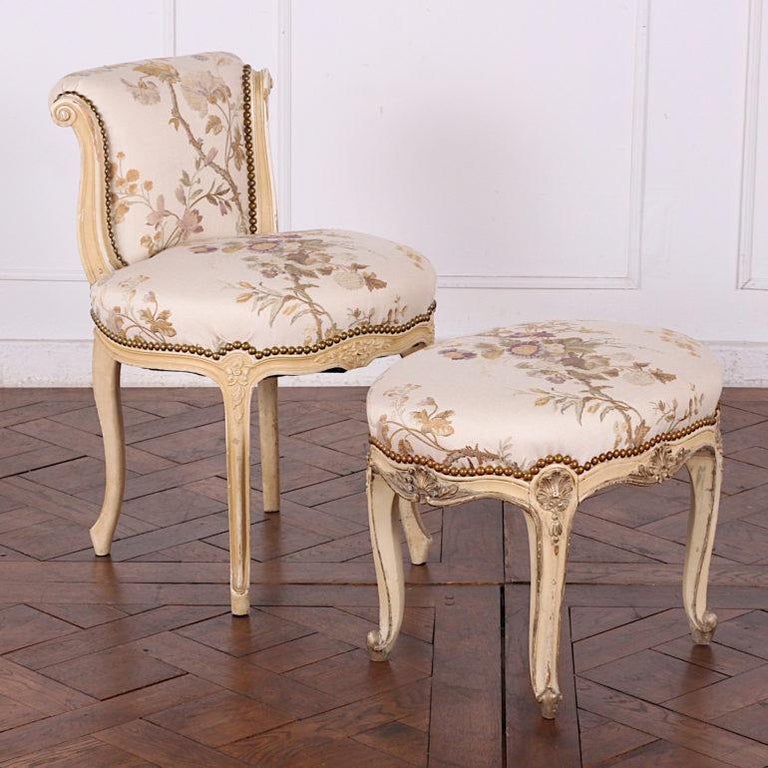 Vintage French Carved Louis XV Style Bedroom Chair at 1stDibs