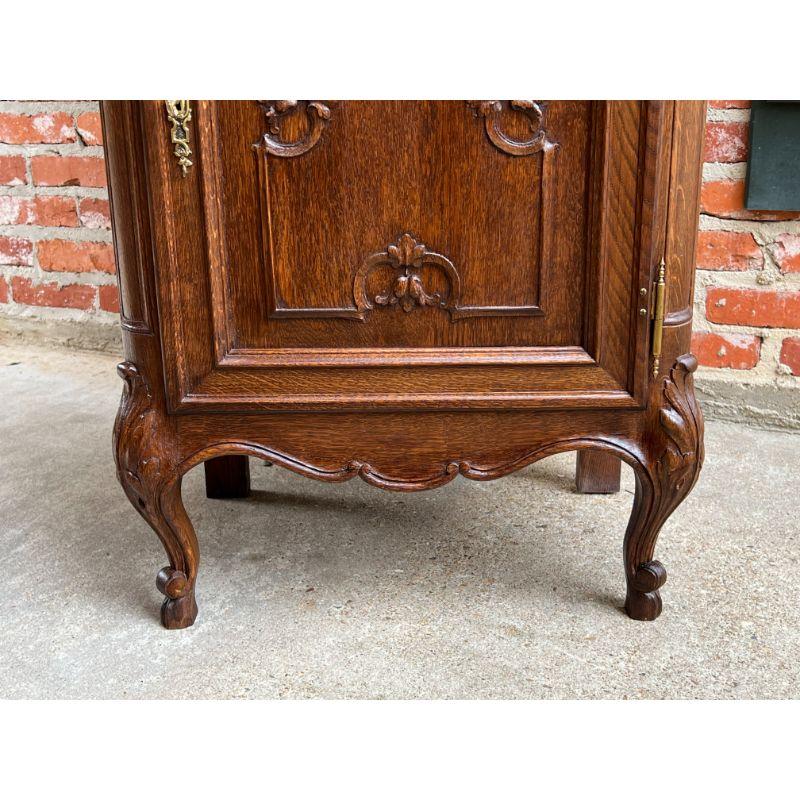 Vintage French Carved Oak Cabinet Display Stand Louis XV Style Wine Table 1