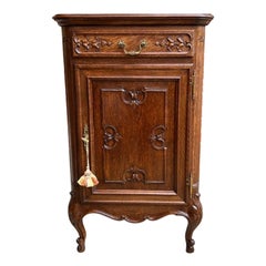 Vintage French Carved Oak Cabinet Display Stand Louis XV Style Wine Table