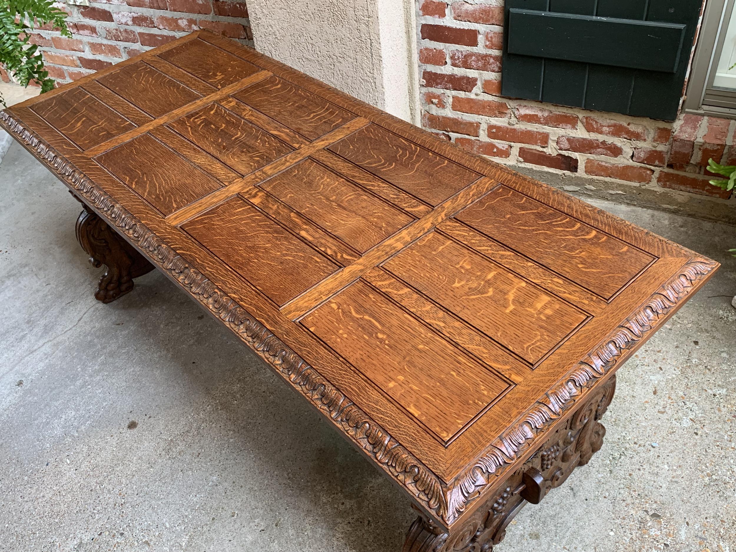 Vintage French Carved Oak Coffee Cocktail Table Renaissance Griffin Mid Century 6
