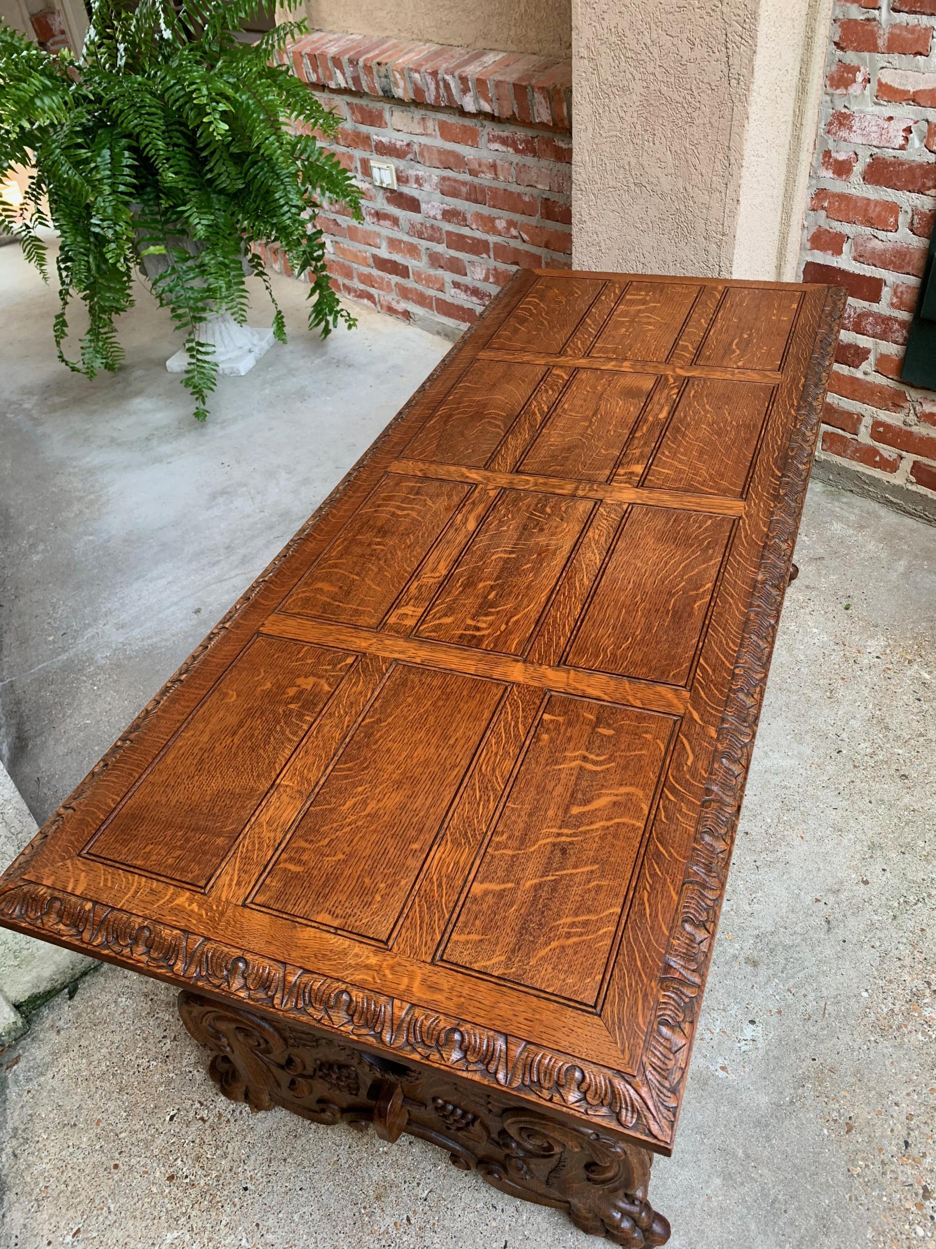 Vintage French Carved Oak Coffee Cocktail Table Renaissance Griffin Mid Century 7