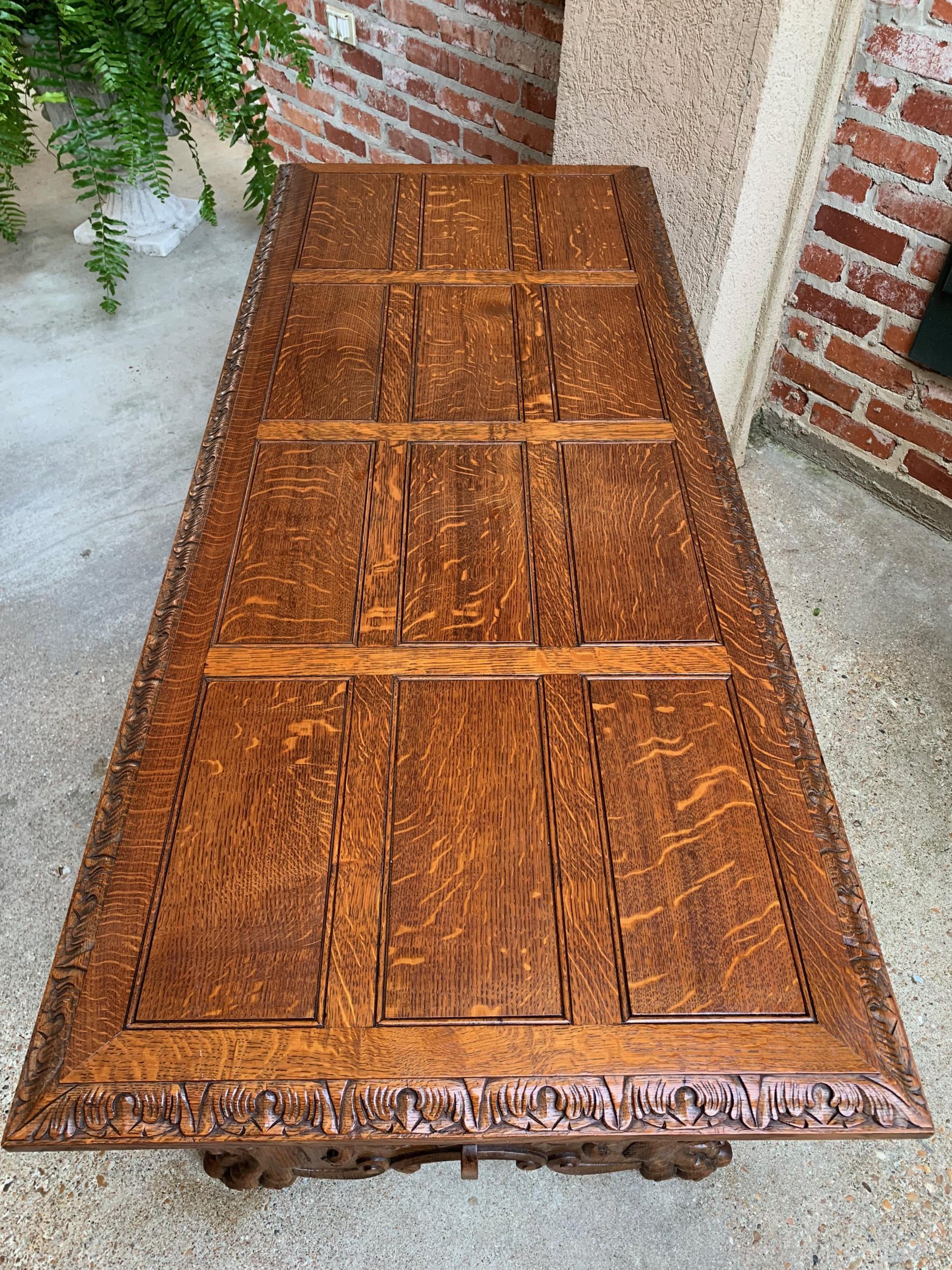 Vintage French Carved Oak Coffee Cocktail Table Renaissance Griffin Mid Century 13