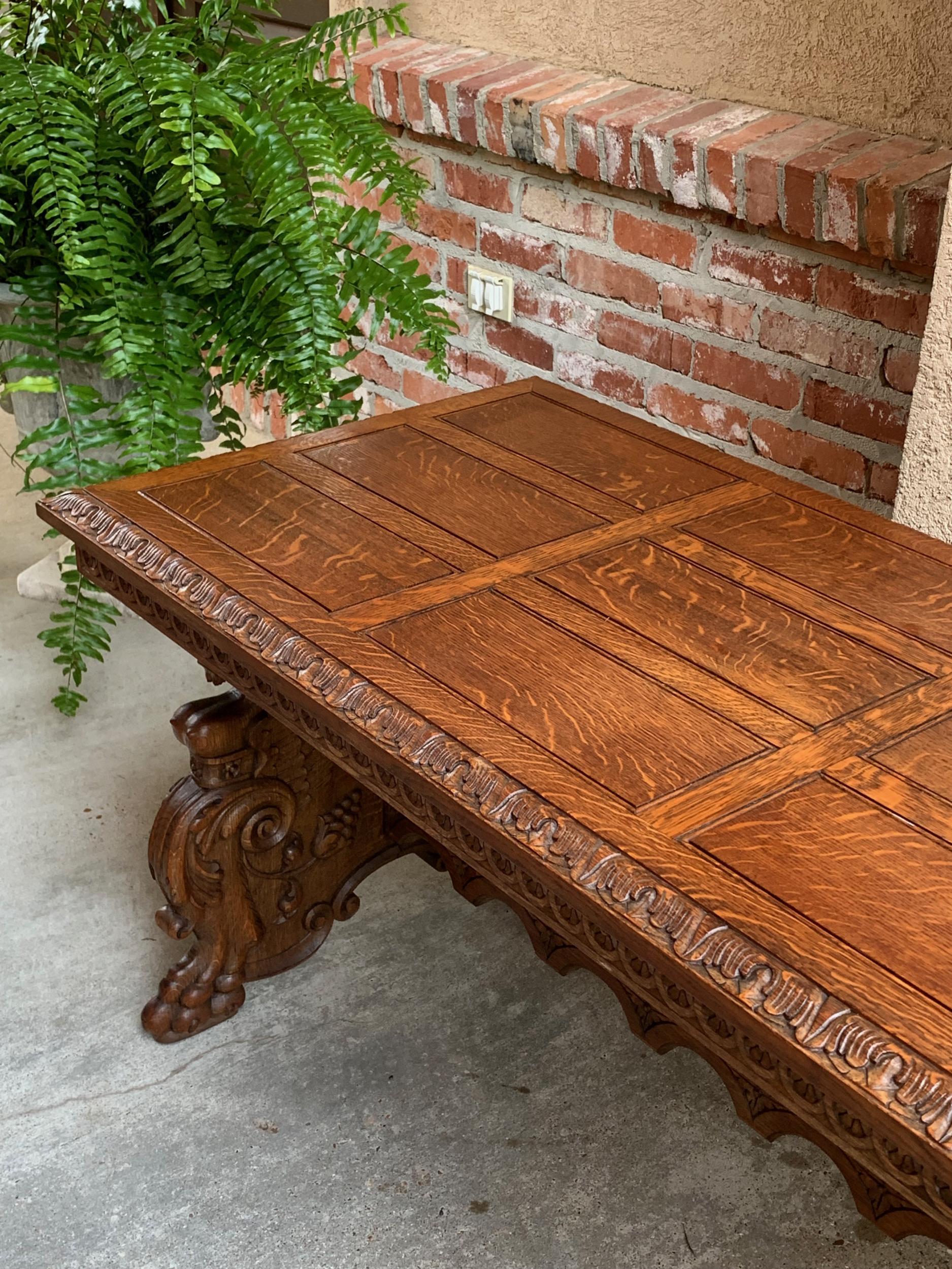 Vintage French Carved Oak Coffee Cocktail Table Renaissance Griffin Mid Century 14