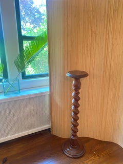 Vintage French Carved Turned Wood Pedestal