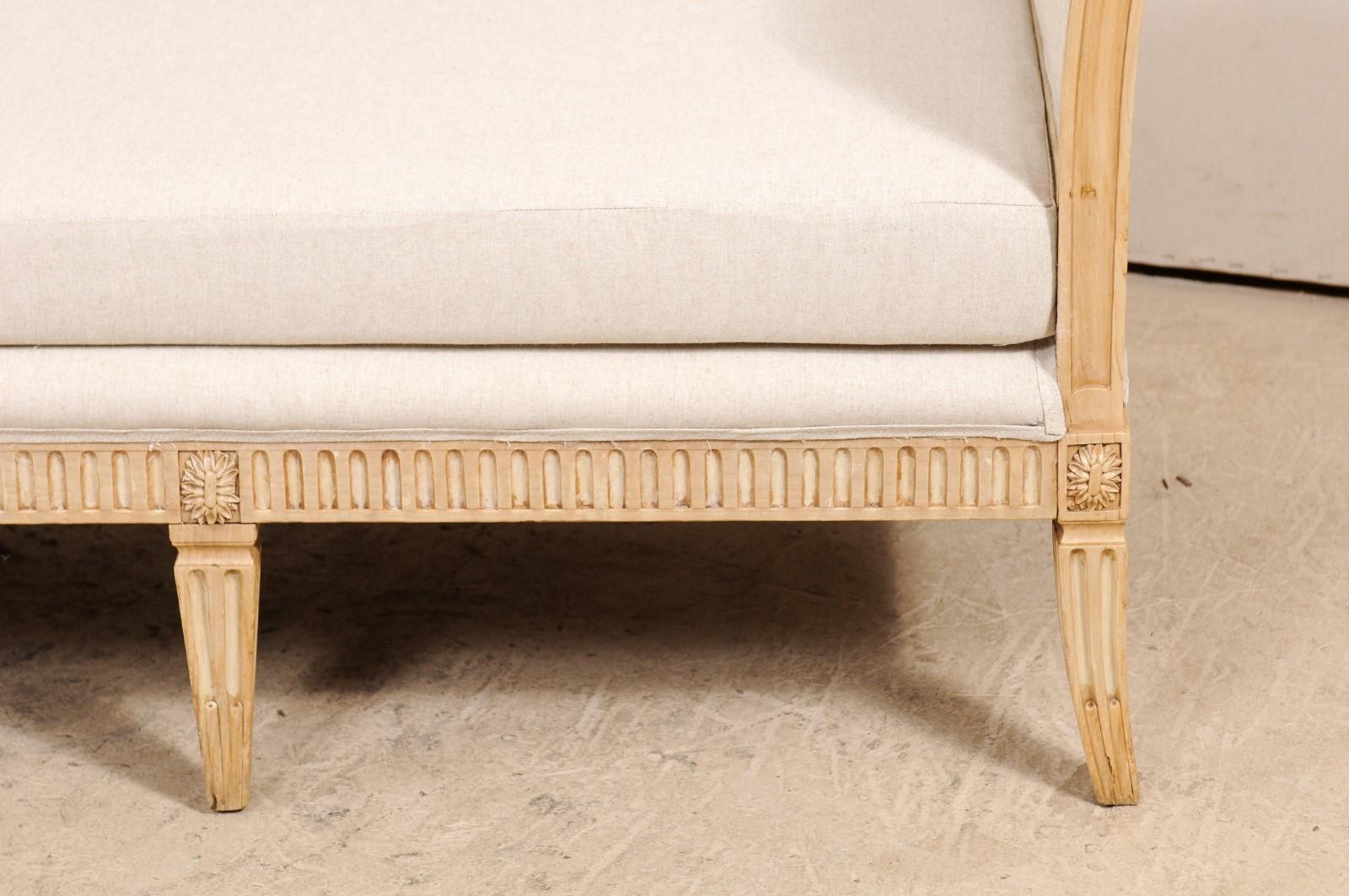 Französische Sofabank aus geschnitztem Holz und gepolstertem Holz, Vintage 1