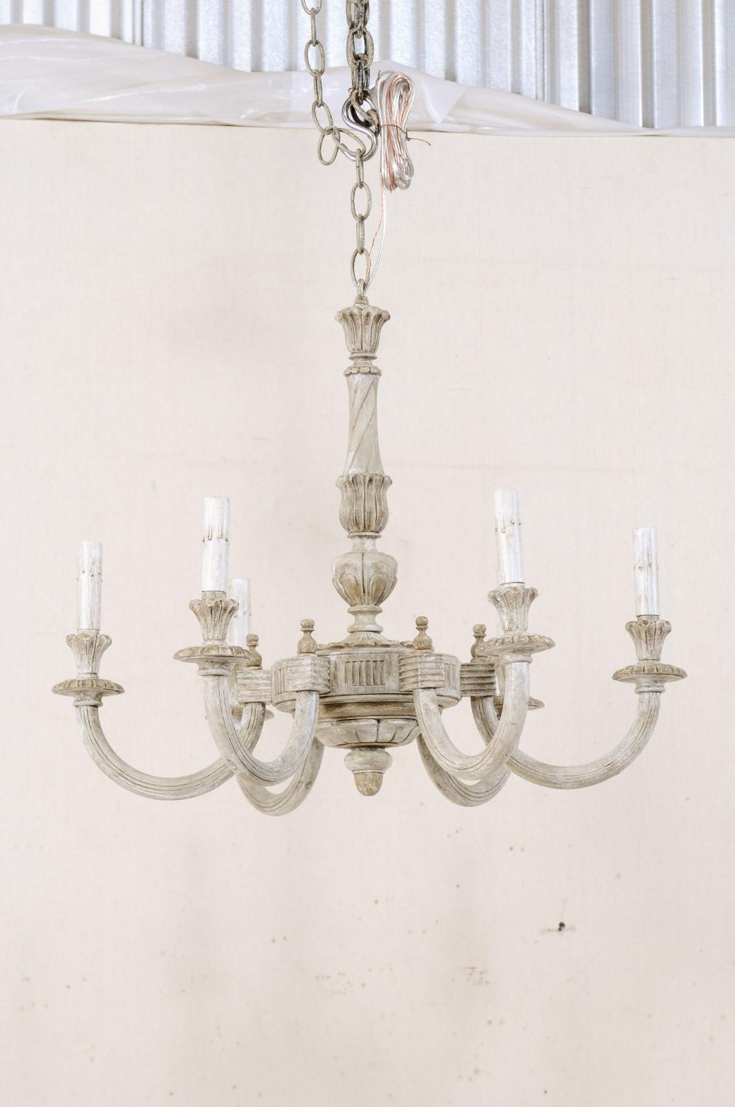 Vintage French Carved Wood Chandelier 3