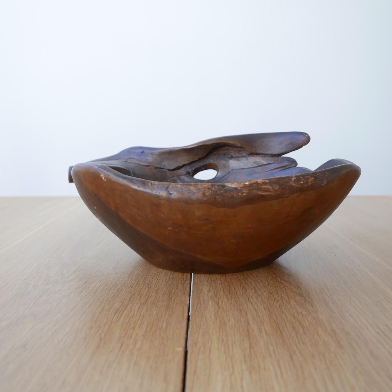 Vintage French Carved Wooden Root Bowl In Good Condition In London, GB