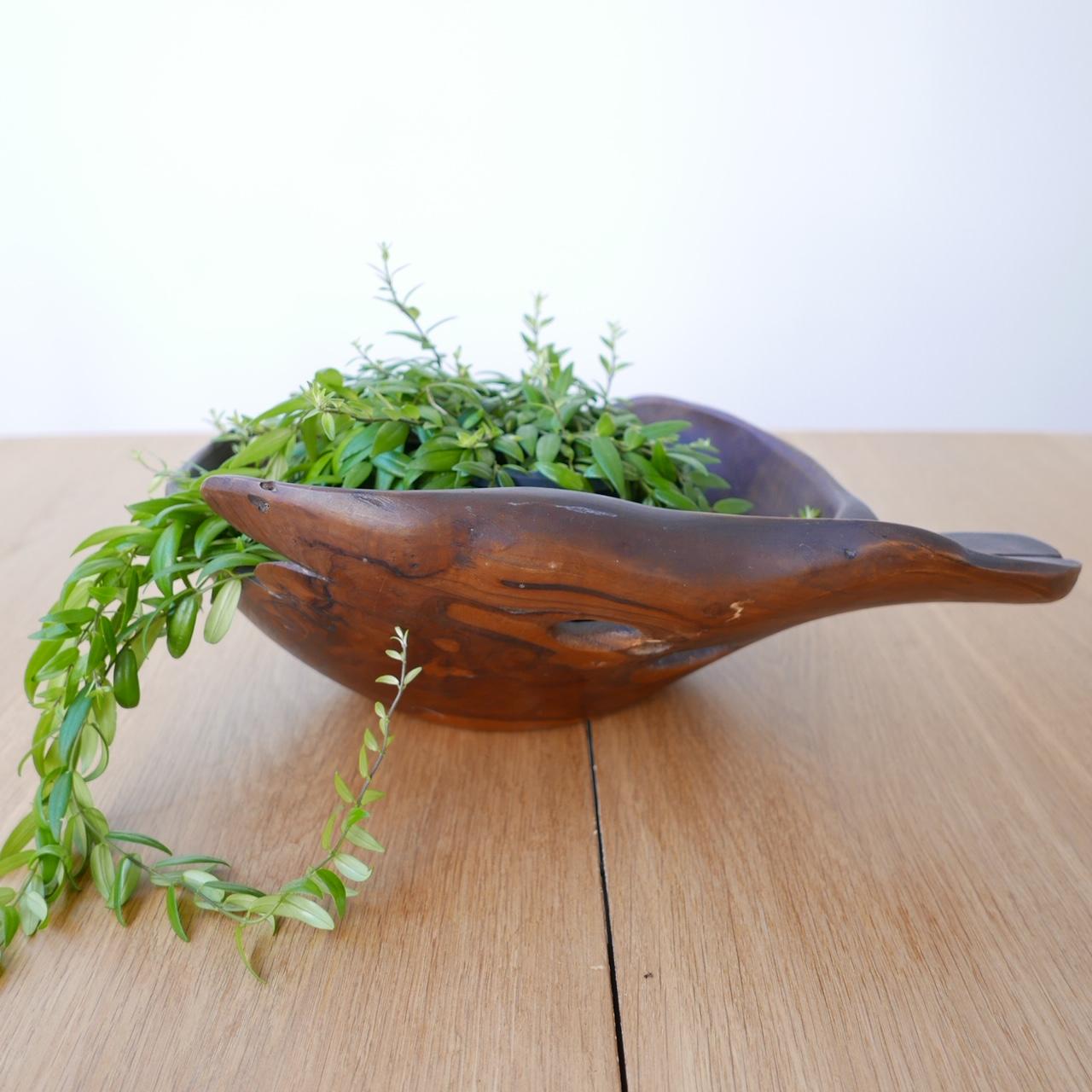 Vintage French Carved Wooden Root Bowl 1