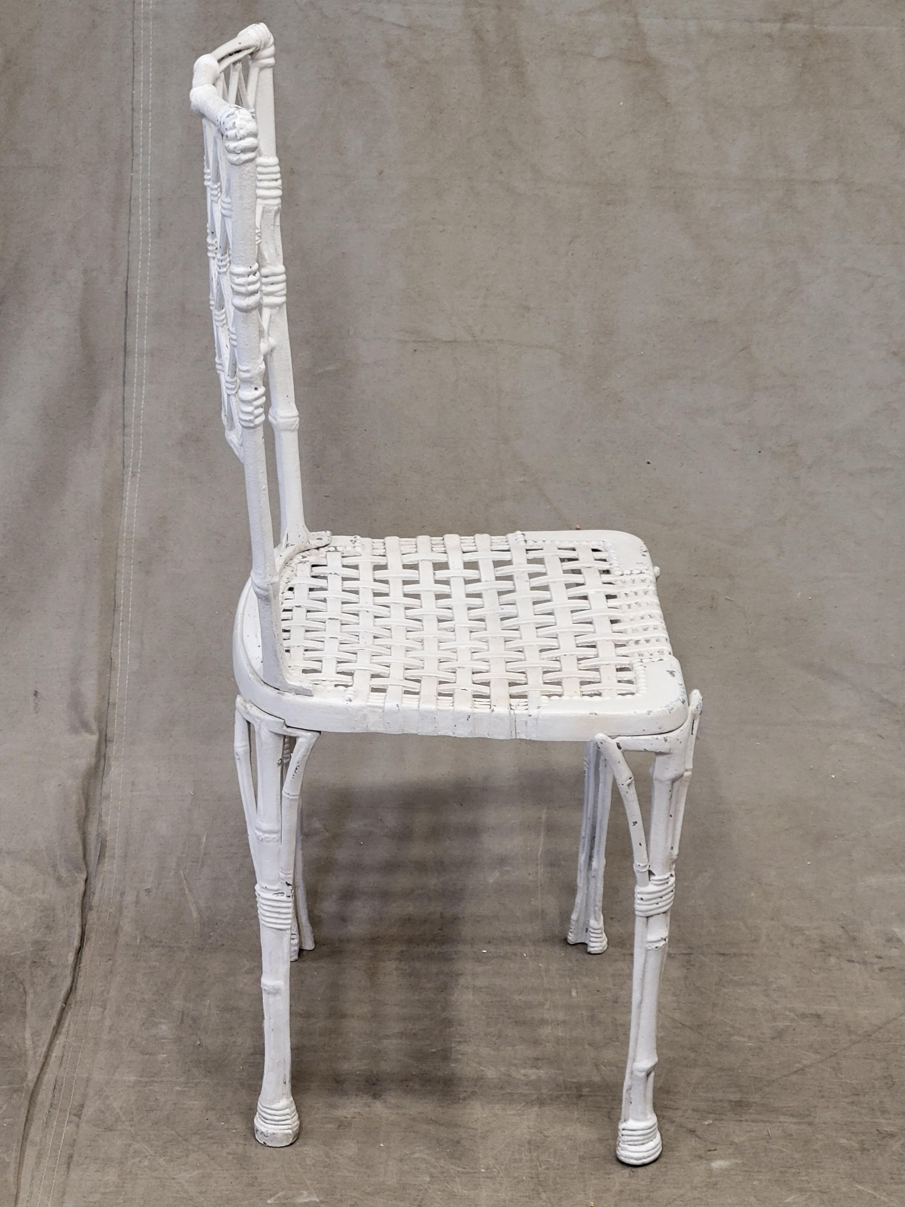 Vintage French Cast Aluminum Chinoiserie Faux Bamboo Garden Chairs - Set of 6 1