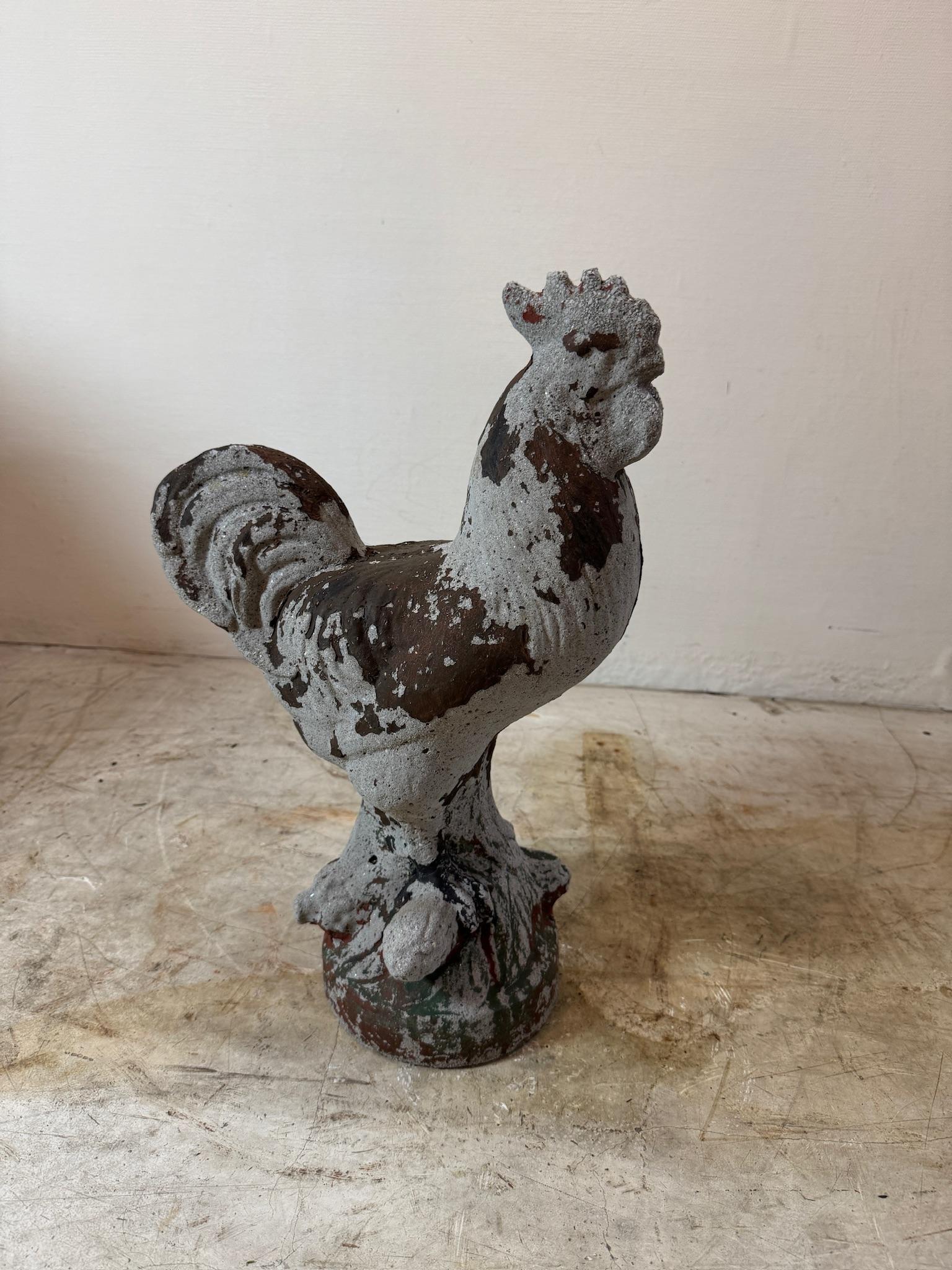 Francese Scultura di gallo in calcestruzzo francese d'epoca in vendita