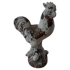 Scultura di gallo in calcestruzzo francese d'epoca