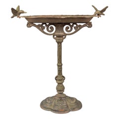 Vintage French Cast Iron Bird Bath Garden Ornament