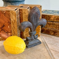 Vintage French Cast Iron Fleur-de-Lis Sculpture Fragment Object