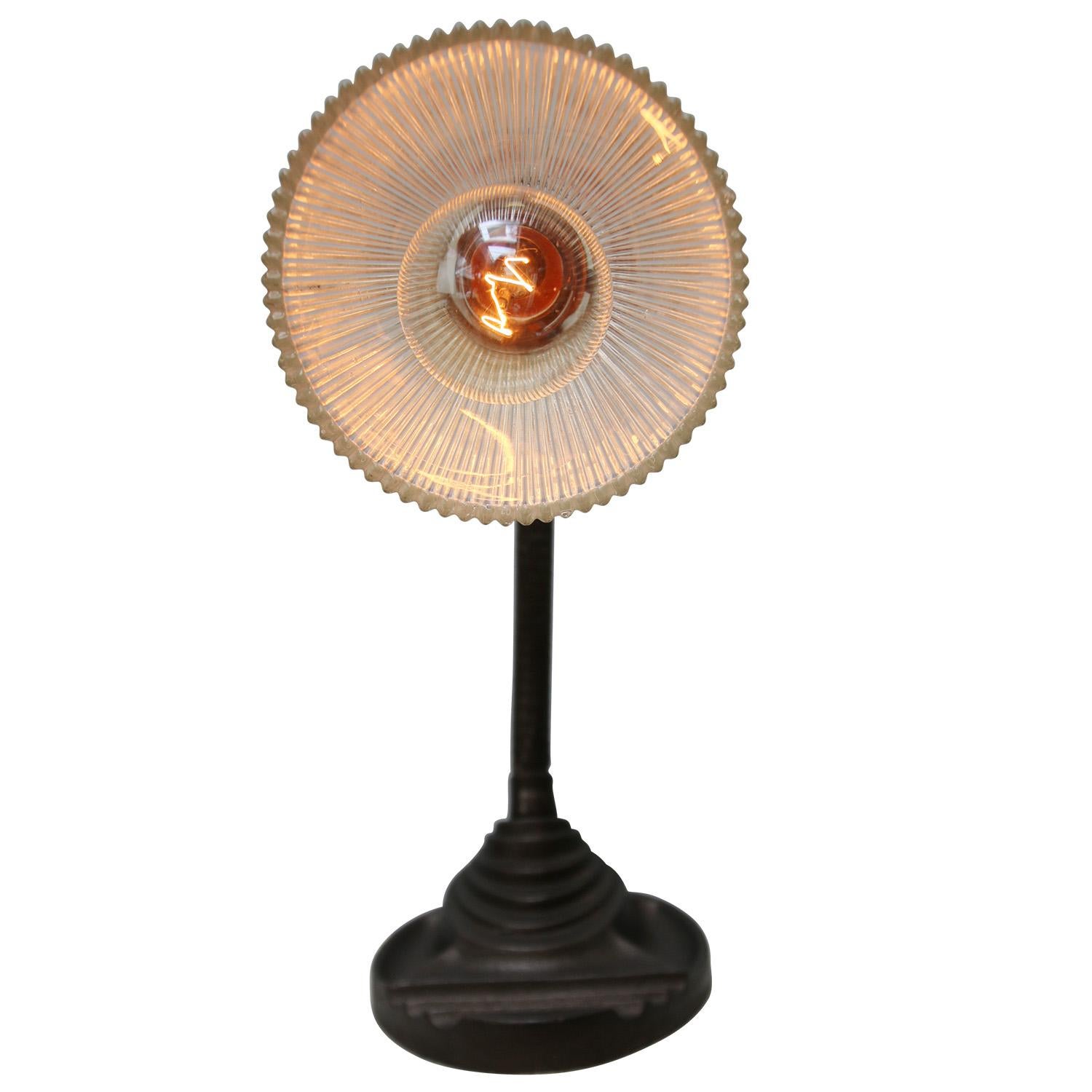 Mid-20th Century Vintage French Cast Iron Glass Table Desk Light