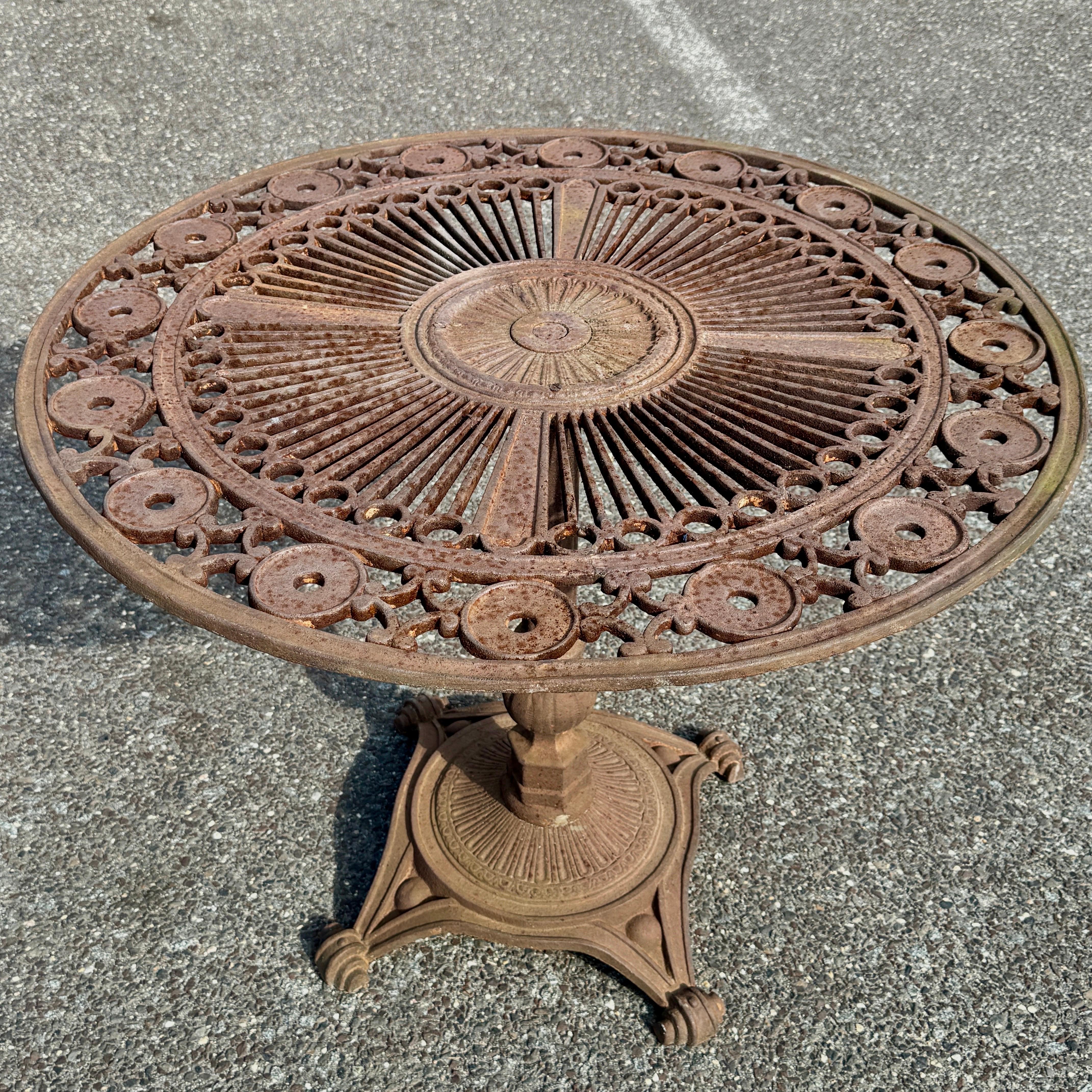 American Vintage French Cast Iron Round Garden Table