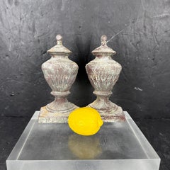 Vintage French Cast Iron Sculpture Bookends, Architectural Fragments