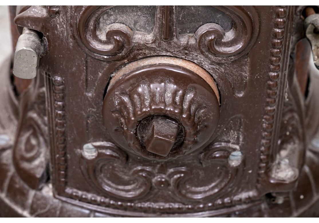 Vintage French Cast Iron Stove Cast Iron Enameled Stove By Ae. Mon. Godin For Sale 6