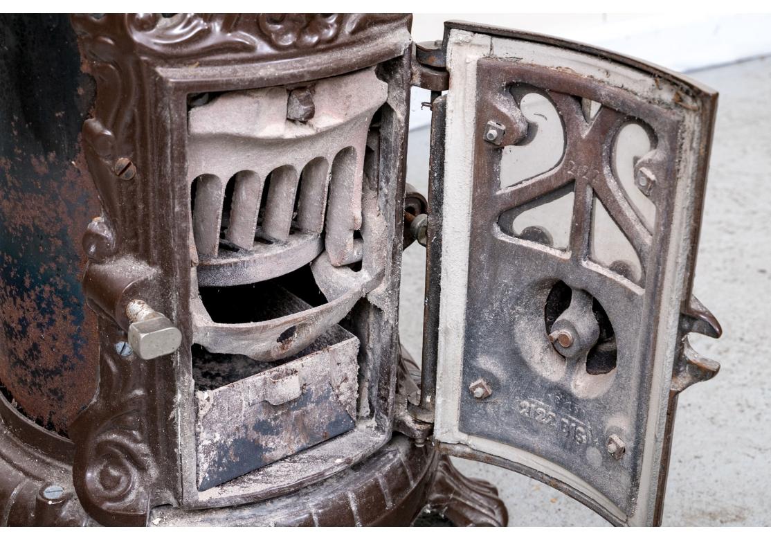Vintage French Cast Iron Stove Cast Iron Enameled Stove By Ae. Mon. Godin For Sale 2