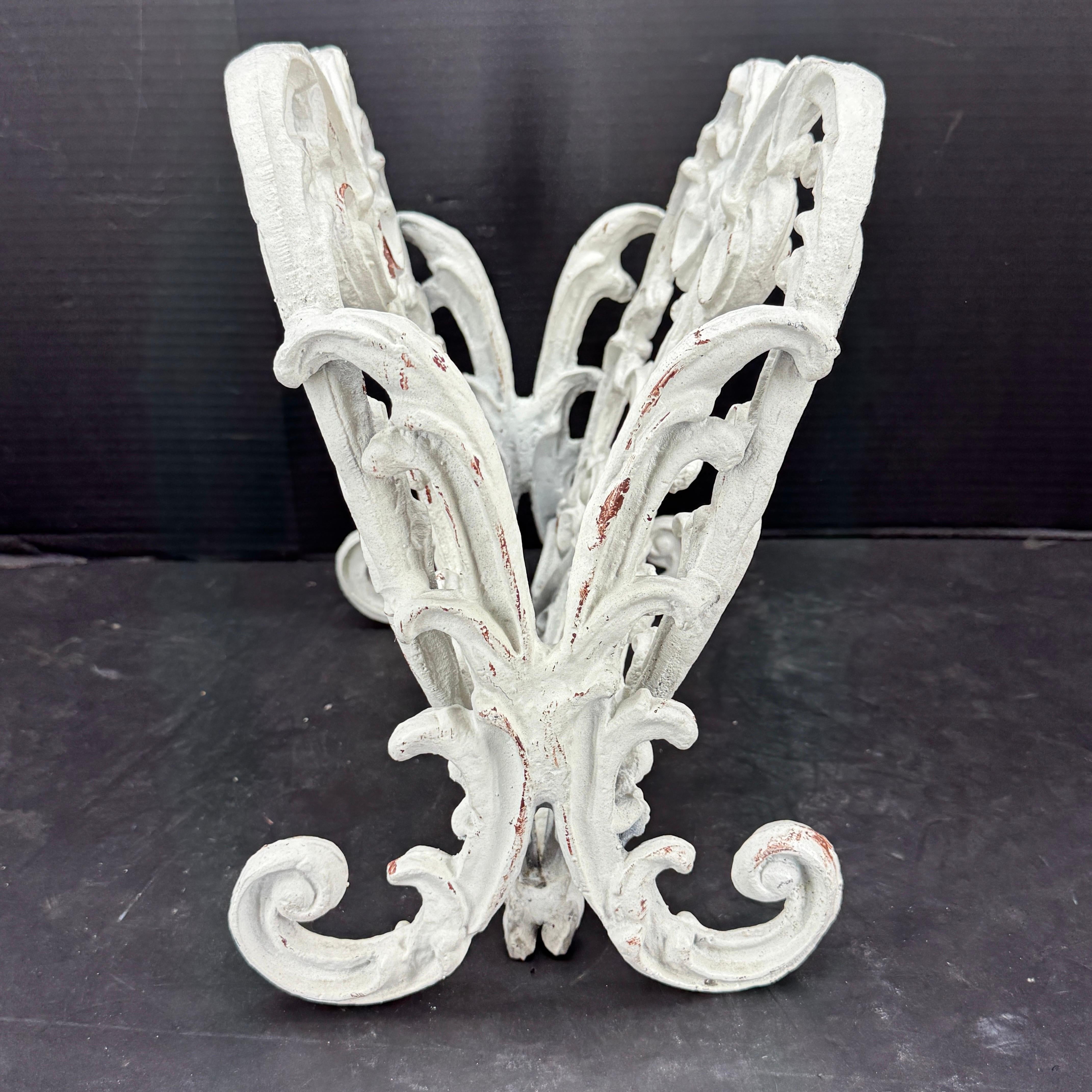 20th Century Vintage French Cast Metal Painted Magazine Rack Stand For Sale