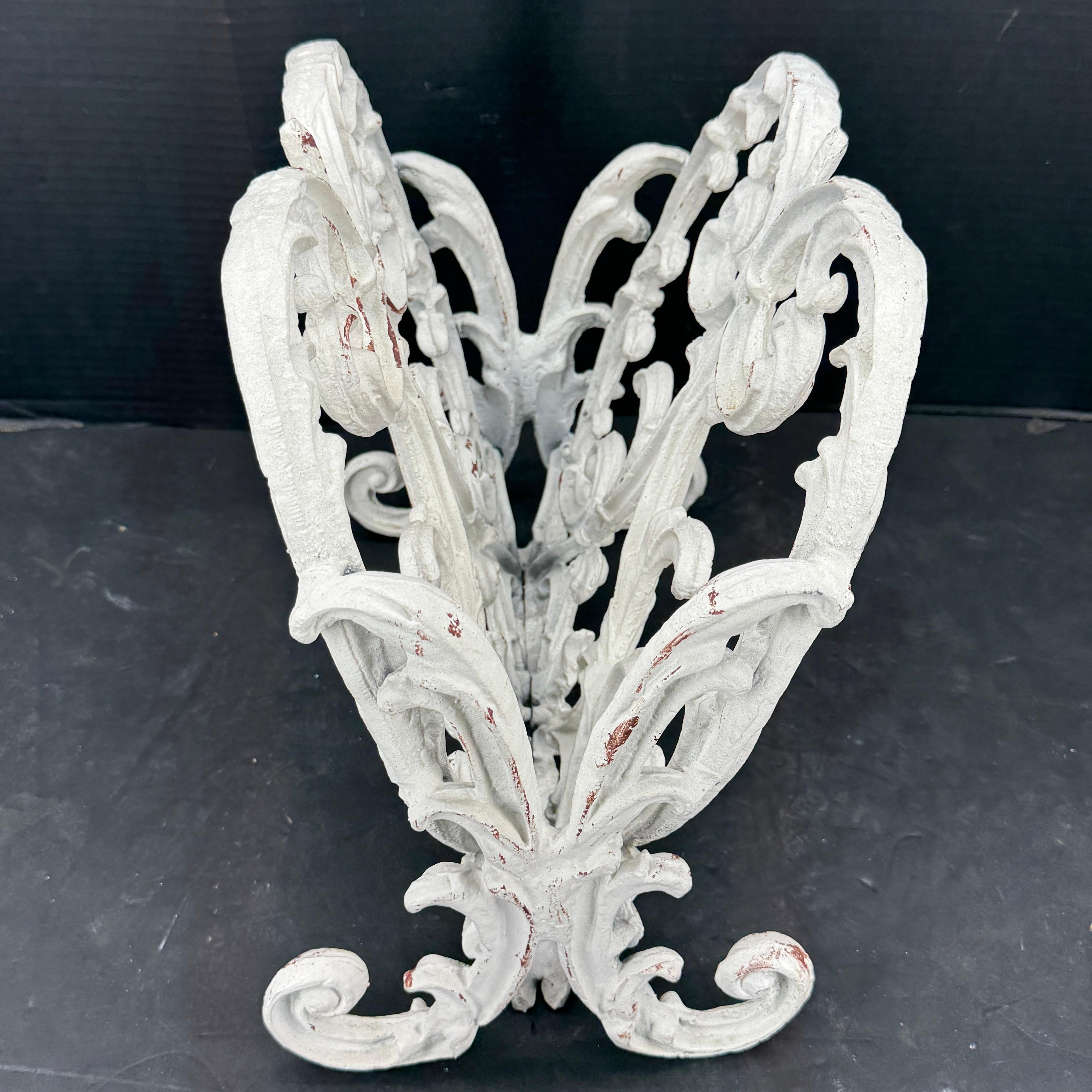 Vintage French Cast Metal Painted Magazine Rack Stand For Sale 2