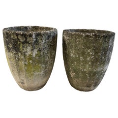 Vintage French Cement Urns with Organic Patina