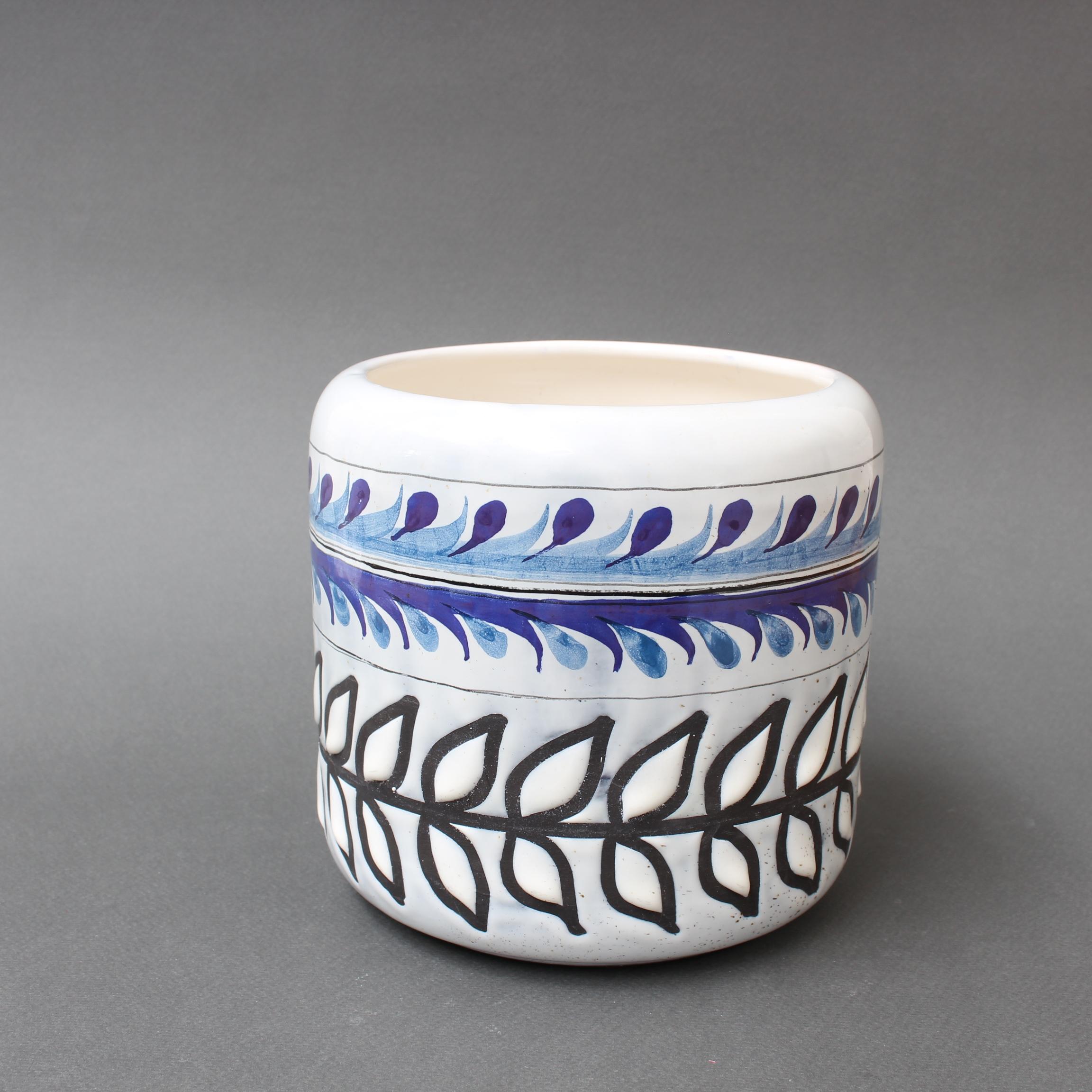 Hand-Painted Vintage French Ceramic Cachepot by Roger Capron 'circa 1960s' For Sale