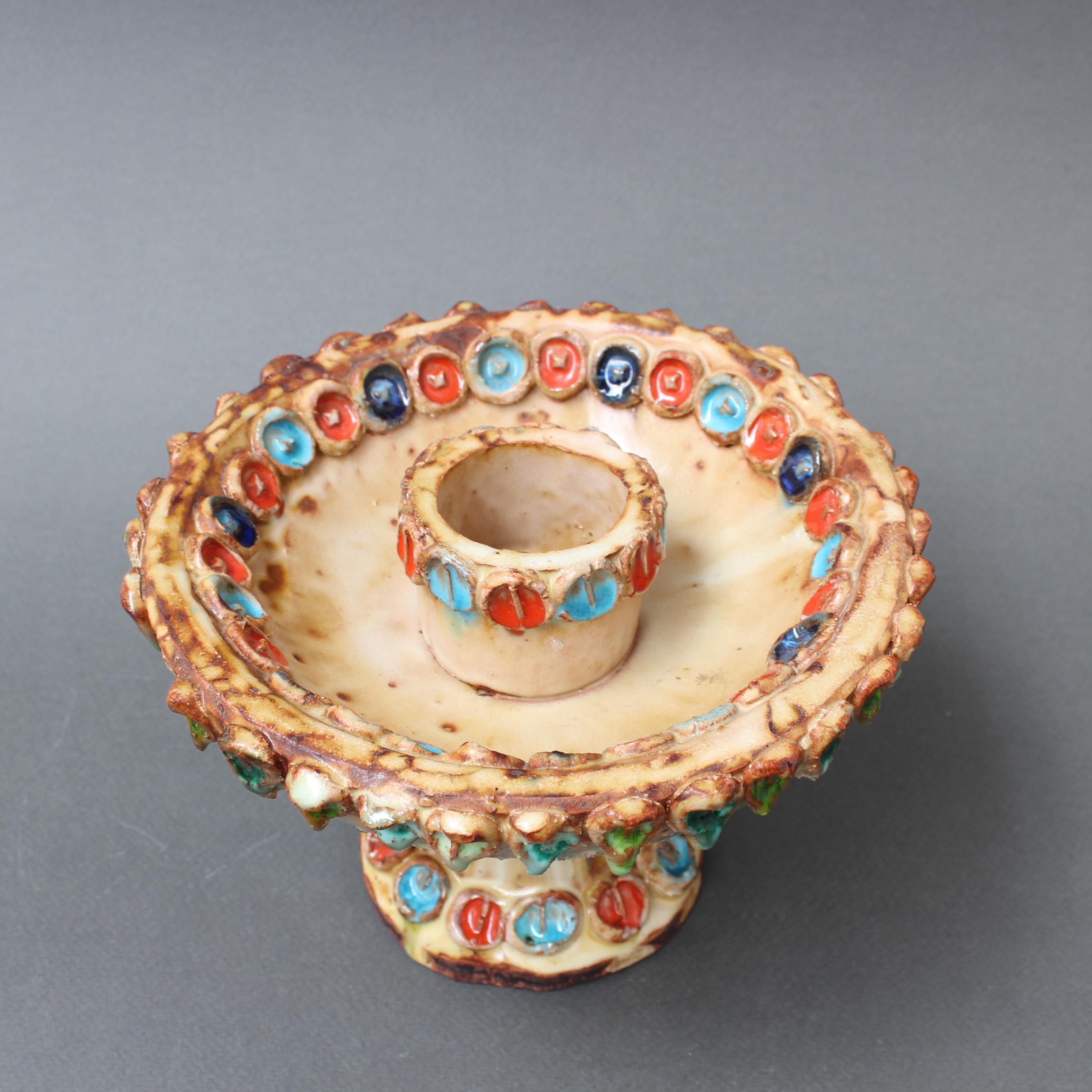 Metà XX secolo Portacandele francese d'epoca in ceramica di La Roue (circa anni '60) in vendita